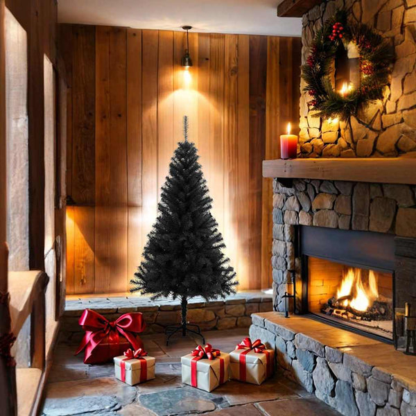 Schwarzer künstlicher Weihnachtsbaum mit Ständer, Pasaj 150cm (PVC)
