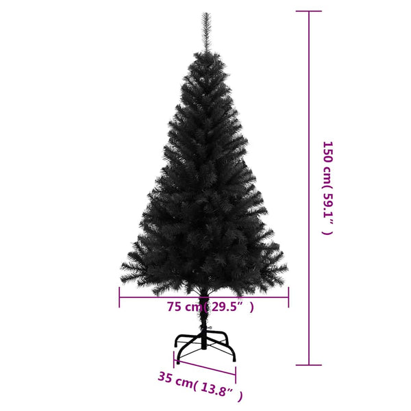 Schwarzer künstlicher Weihnachtsbaum mit Ständer, Pasaj 150cm (PVC)