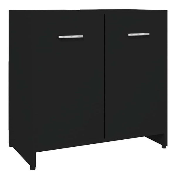 Schwarzer Badezimmerschrank Ghiursel 60x33x61cm (Holz)