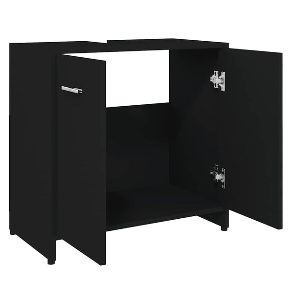 Schwarzer Badezimmerschrank Ghiursel 60x33x61cm (Holz)