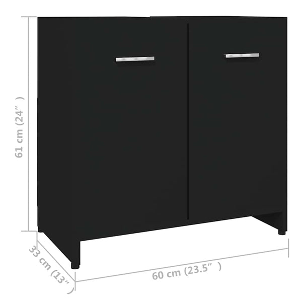 Schwarzer Badezimmerschrank Ghiursel 60x33x61cm (Holz)