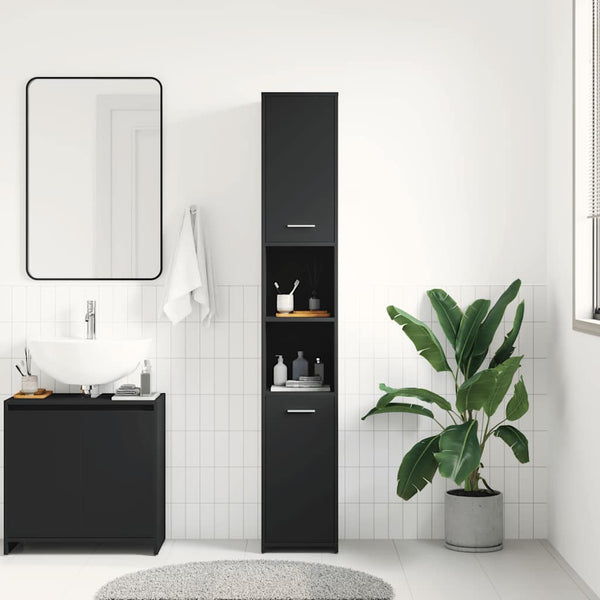 Oprea Badezimmerschrank, schwarz, Holz, 30x30x183,5cm