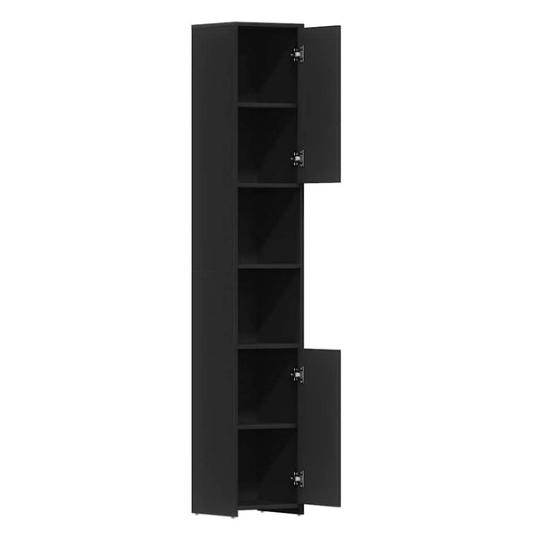 Oprea Badezimmerschrank, schwarz, Holz, 30x30x183,5cm