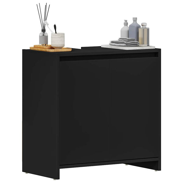 Schwarzer Badezimmerschrank Ozsvath 60x33x61cm (Holz)