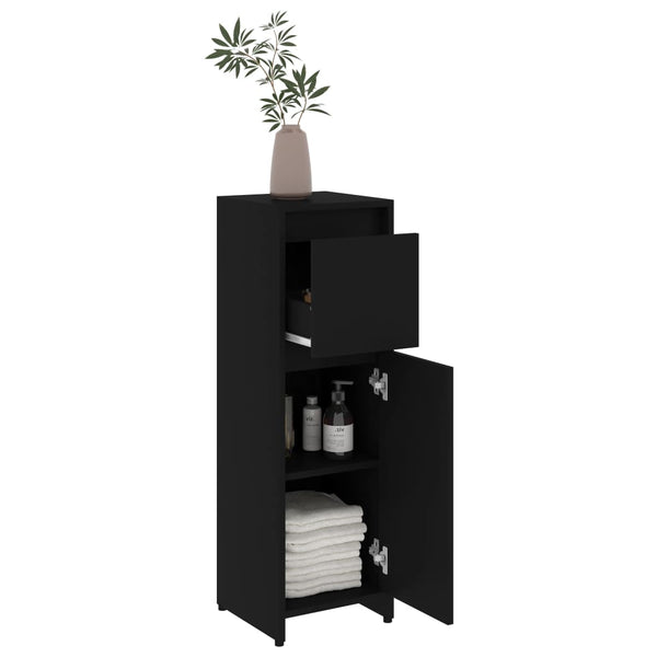Schwarzer Badezimmerschrank Ciang 30x30x95cm (Holz)