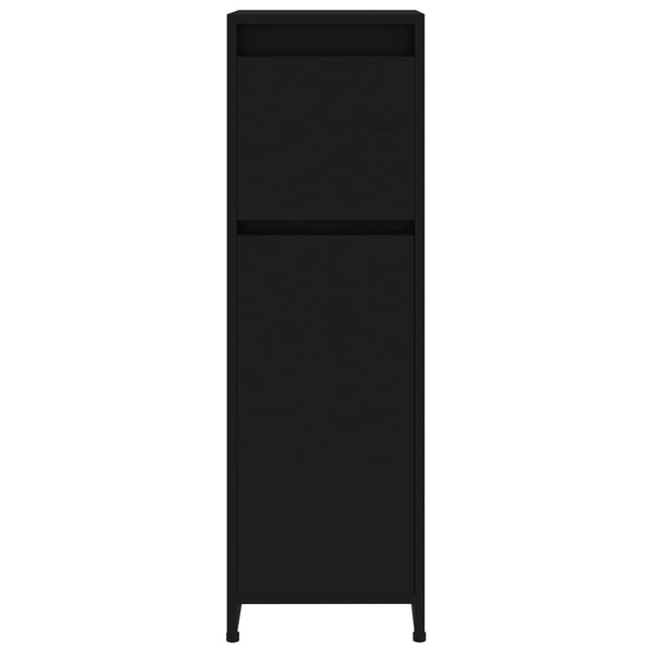 Schwarzer Badezimmerschrank Ciang 30x30x95cm (Holz)