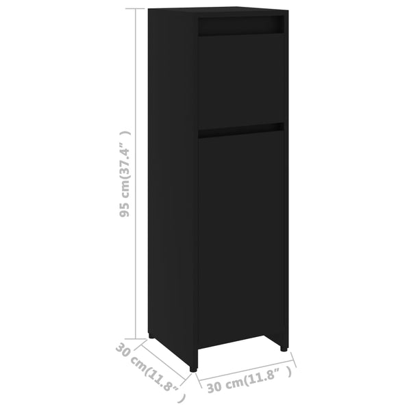 Schwarzer Badezimmerschrank Ciang 30x30x95cm (Holz)