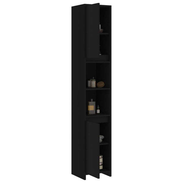 Badezimmerschrank Oprea schwarz 30x30x183,5cm (Holz)