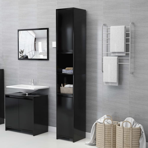 Badezimmerschrank Oprea schwarz 30x30x183,5cm (Holz)