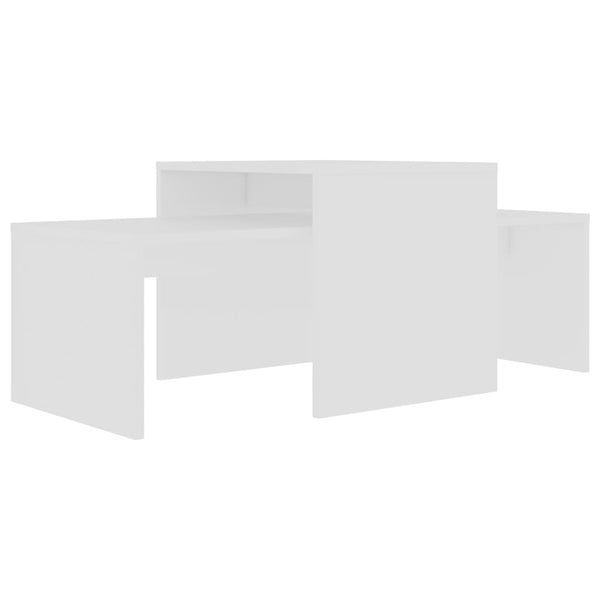 Weißes Couchtisch-Set Geralyn 100x48x40cm (Spanplatte)