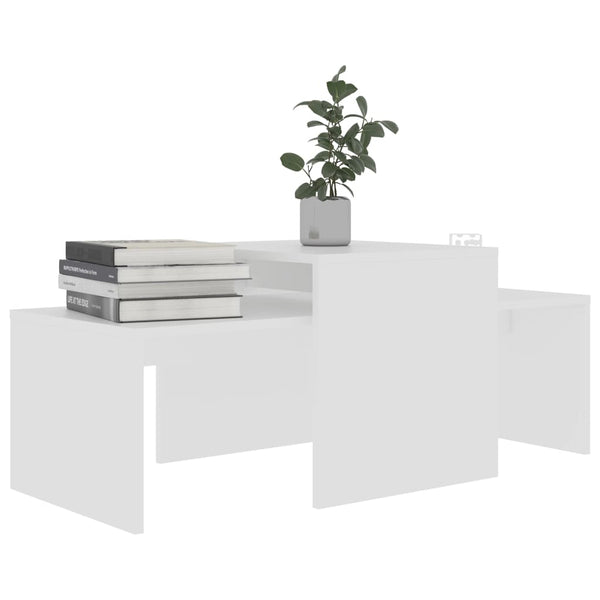 Weißes Couchtisch-Set Geralyn 100x48x40cm (Spanplatte)