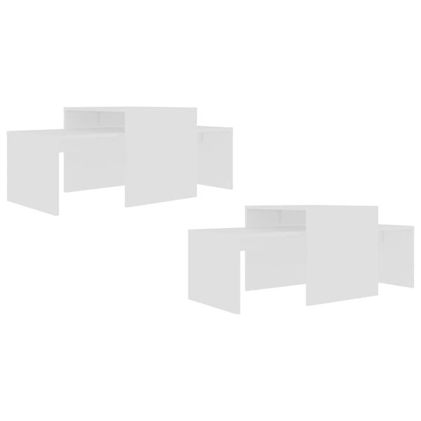 Weißes Couchtisch-Set Geralyn 100x48x40cm (Spanplatte)