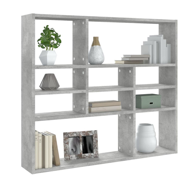 Betoninharmaa seinähylly Ispasia 90x16x78cm (puinen)