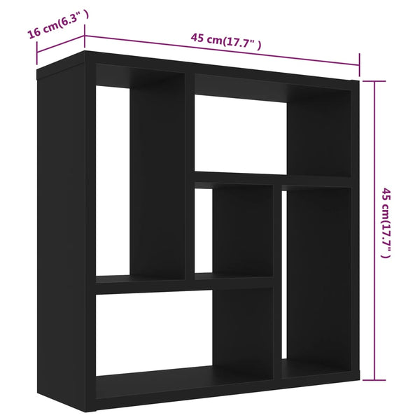 Schwarzes Wandregal Gricore 45,1x16x45,1cm (Holz)