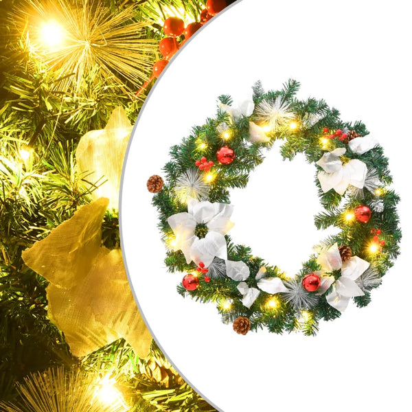 Grüner Weihnachtskranz Esofina 60cm (mit LED-Lichtern PVC)