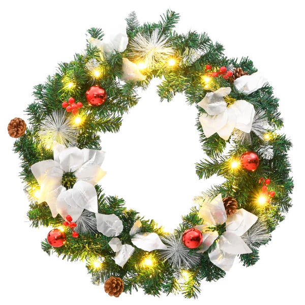 Grüner Weihnachtskranz Esofina 60cm (mit LED-Lichtern PVC)
