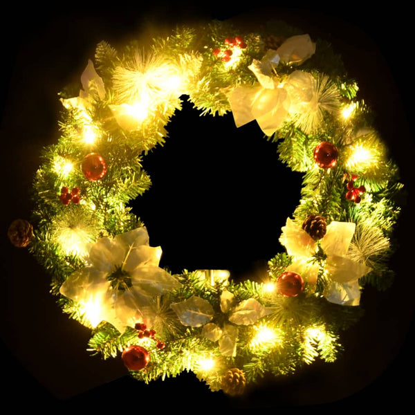 Grüner Weihnachtskranz Esofina 60cm (mit LED-Lichtern PVC)