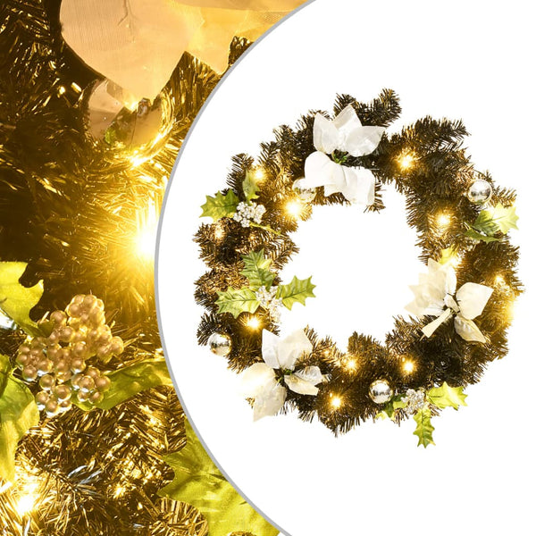 Schwarzer Weihnachtskranz mit LED-Lichtern Esofina 60cm (PVC)