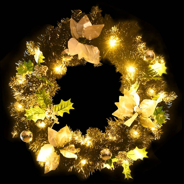 Schwarzer Weihnachtskranz mit LED-Lichtern Esofina 60cm (PVC)