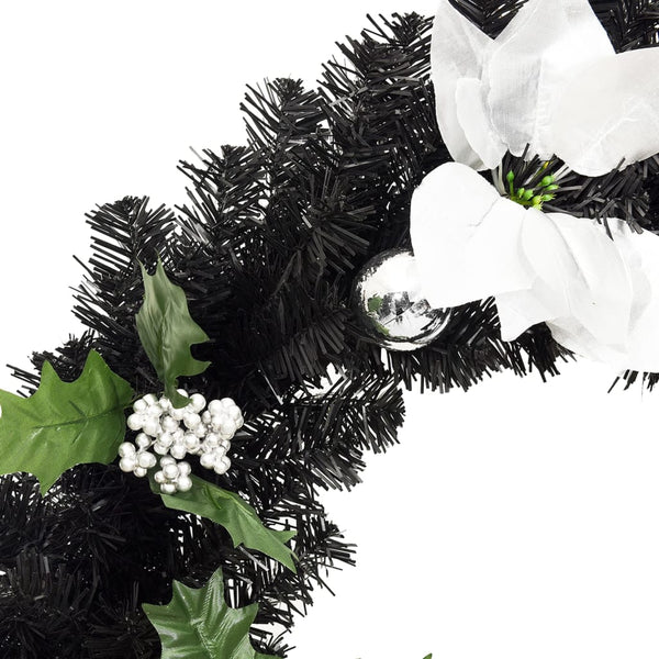 Schwarzer Weihnachtskranz mit LED-Lichtern Esofina 60cm (PVC)
