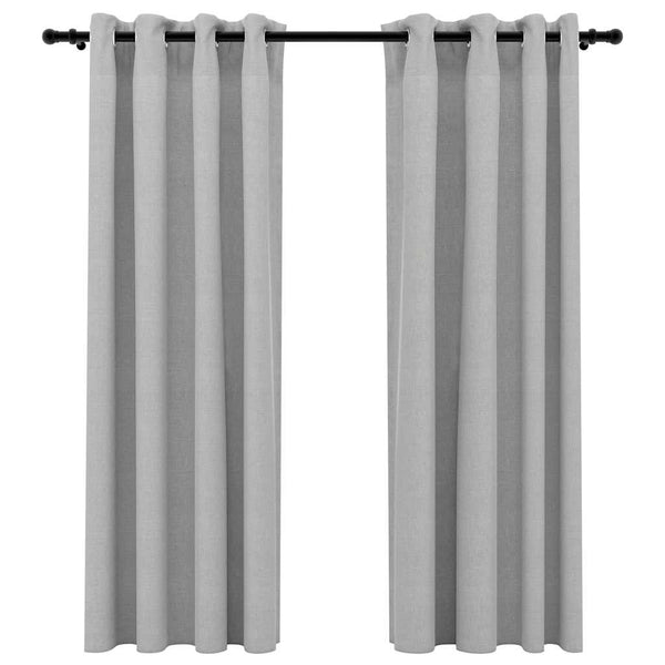Harmaa pellavamaiset pimennysverhot renkailla Eufrosin 140x175cm (2 kpl)