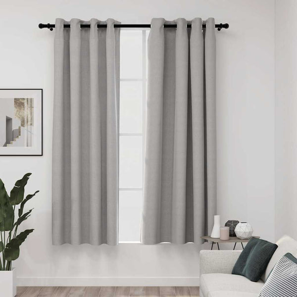 Harmaa pellavamaiset pimennysverhot renkailla Eufrosin 140x175cm (2 kpl)