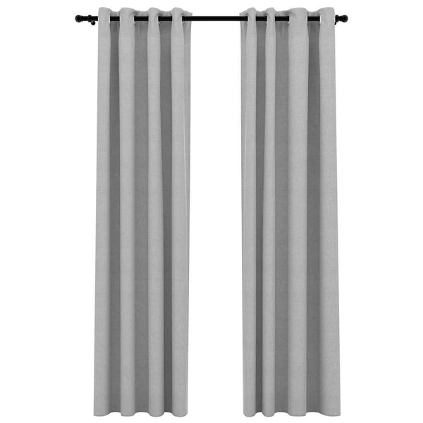 Harmaa pellavamaiset pimennysverhot renkailla Eufrosin 140x225cm (2 kpl)
