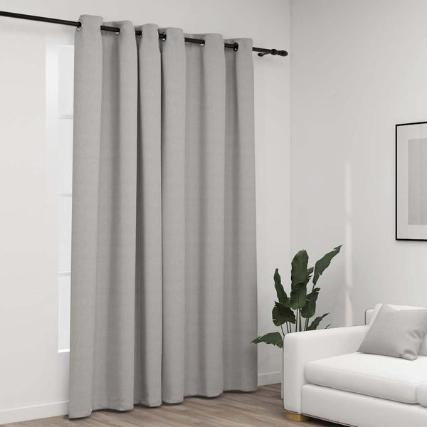 Grauer, leinenartiger Verdunkelungsvorhang mit Ösen Ichiram 290x245cm