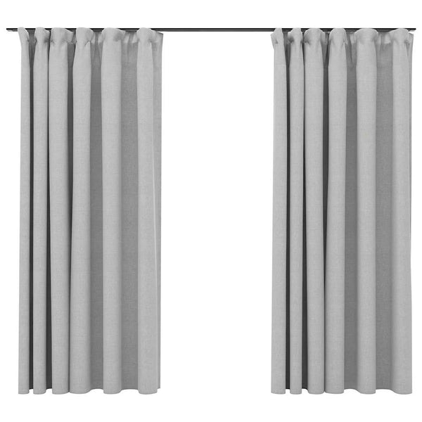 Graue Leinenoptik Verdunkelungsvorhänge mit Haken Csato 140x175cm (2 Stk.)