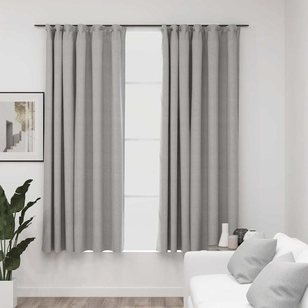 Graue Leinenoptik Verdunkelungsvorhänge mit Haken Csato 140x175cm (2 Stk.)