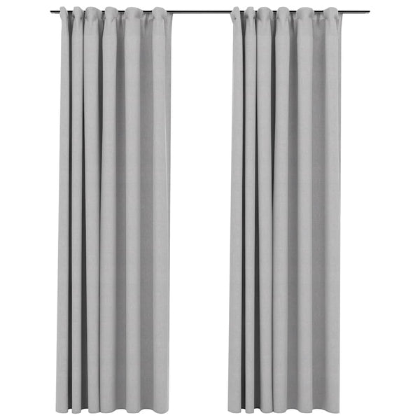 Graue leinenartige Verdunkelungsvorhänge mit Haken Csato 140x245cm (2 Stück)