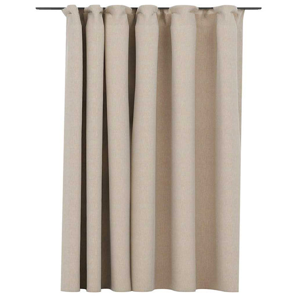 Beigefarbener, leinenähnlicher Verdunklungsvorhang Ceaus 290x245cm (mit Haken)