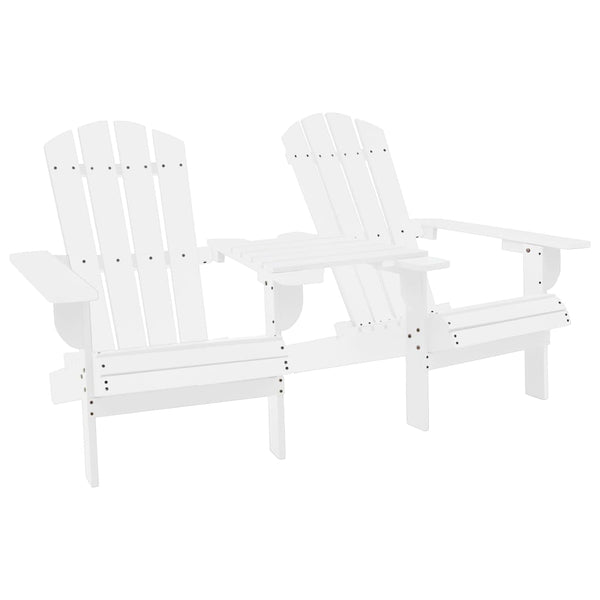 Weiße Adirondack-Gartenstühle mit Teetisch Kelsey (sechs)