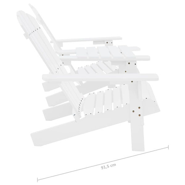 Weiße Adirondack-Gartenstühle mit Teetisch Kelsey (sechs)