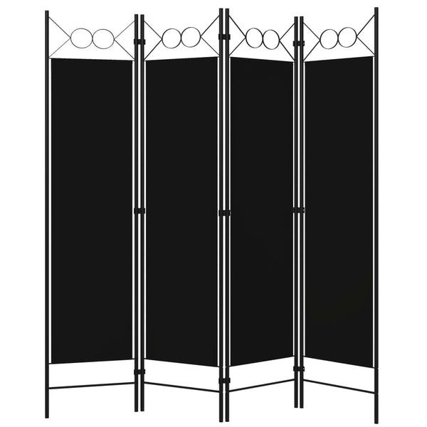 Schwarzer Raumteiler Yener 160x180cm (4-teilig)
