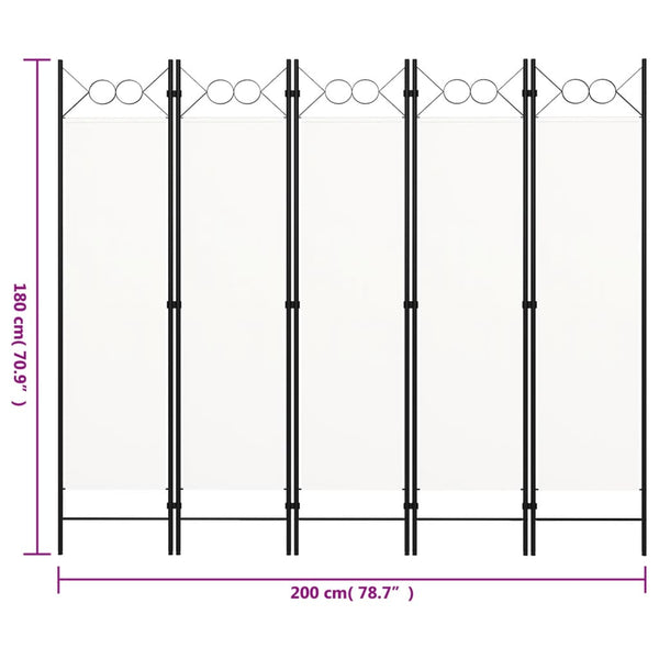 Weißer 5-teiliger Raumteiler Yener 200x180cm