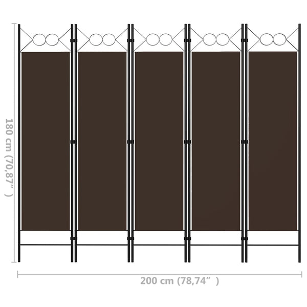 Brauner Raumteiler Yener 200x180cm (5-teilig)