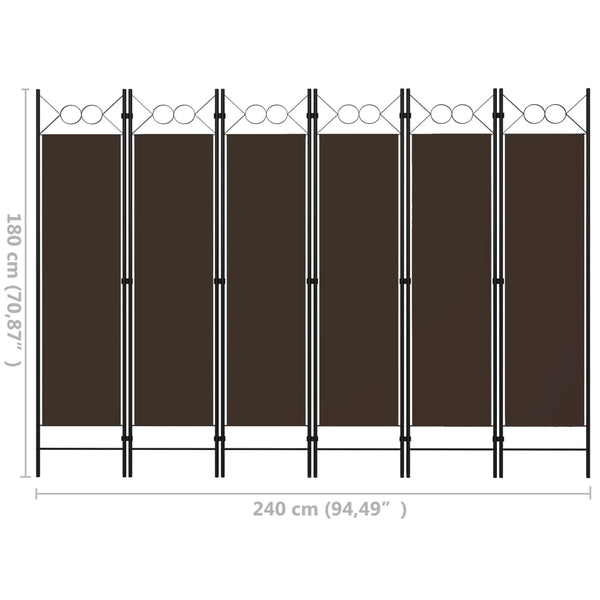 Brauner Raumteiler Yener 240x180cm (6-teilig)