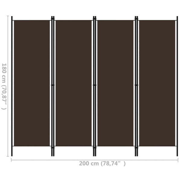 Ruskea tilanjakaja Leonarda 200x180cm (4-paneelinen)
