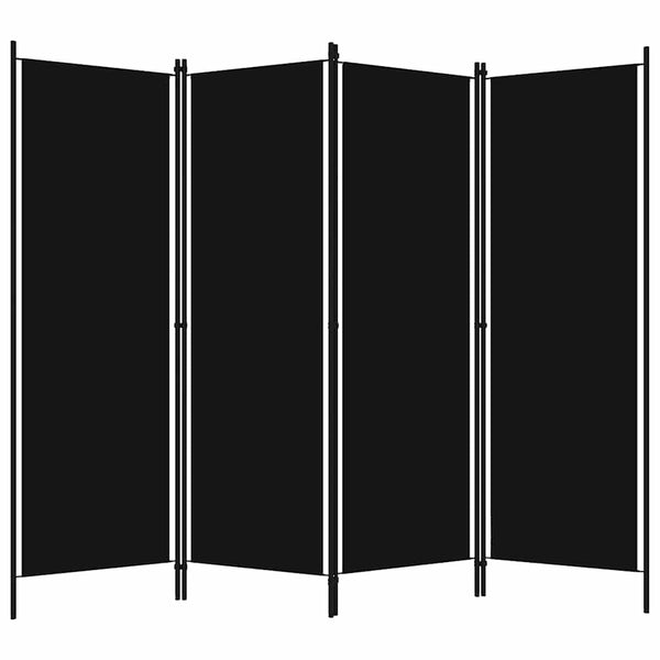 Schwarzer Raumteiler Leonarda 200x180cm (4-teilig)