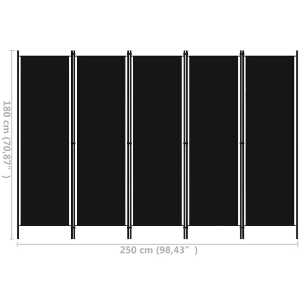 Musta tilanjakaja Leonarda 250x180cm (5-paneelinen)