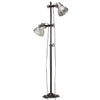 Silberne Stehlampe Yang (mit 2 Lampenschirmen E27 Gusseisen)