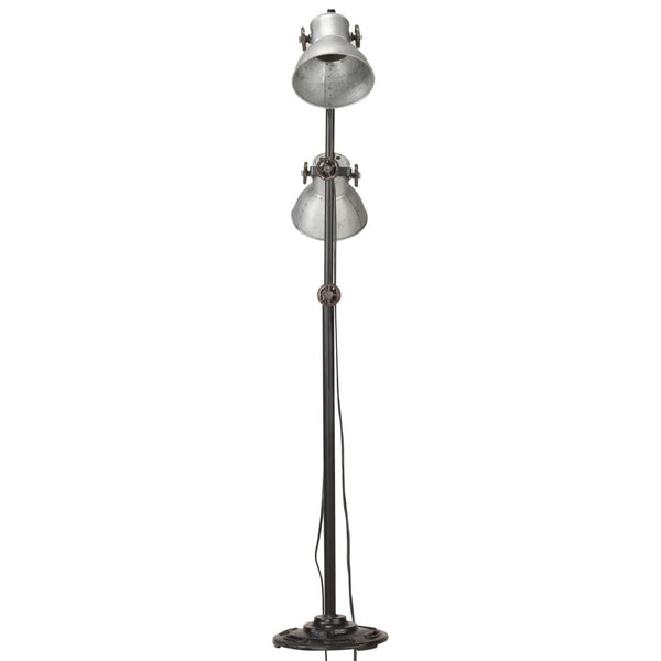 Silberne Stehlampe Yang (mit 2 Lampenschirmen E27 Gusseisen)