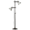Silberne Stehlampe Yang (mit 2 Lampenschirmen E27 Gusseisen)