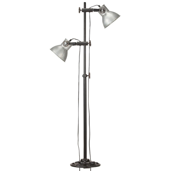 Silberne Stehlampe Yang (mit 2 Lampenschirmen E27 Gusseisen)