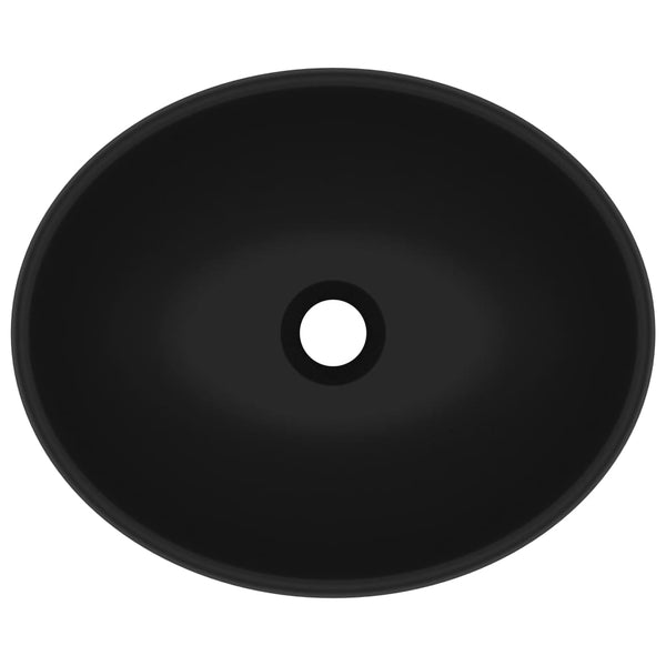 Matt-schwarzes luxuriöses Waschbecken oval Eula 40x33cm (Keramik)