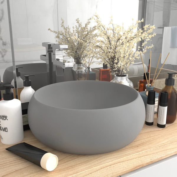 Matte hellgraue luxuriöse runde Atlantis-Waschschale 40x15cm (Keramik)