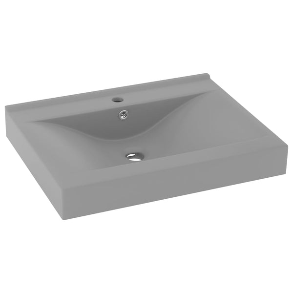 Hellgraues Luxus-Waschbecken mit Hahnloch Oravita 60x46cm (Keramik)