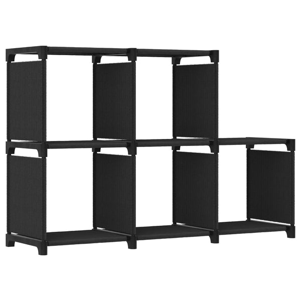 Schwarzes Präsentationsregal Francel 103x30x72,5cm (5 Würfel, Stoff)