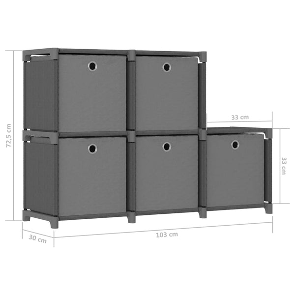 Francel Präsentationsregal grau + Boxen 103x30x72,5cm (Stoff)